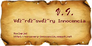 Vörösváry Innocencia névjegykártya